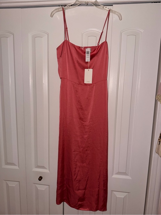 Aritzia Dresses & Skirts - Aritzia Satin Slip Midi Dress - Coral Rose